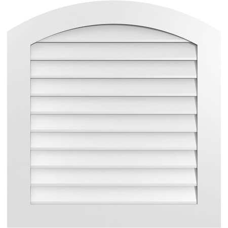 Ekena Millwork Arch Top Surface Mount PVC Gable Vent: Functional, w/ 3-1/2"W x 1"P Standard Frame, 32"W x 34"H GVPAR32X3401SF